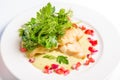 Cod baked in white wine cream sauce, cheese and Royalty Free Stock Photo