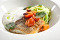 Cod Fillet in Cream Sauce with Vegetable Spaghetti Isolated Royalty Free Stock Photo