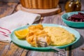 Cod fish with a potato garlic mash - Bakaliaros Skordalia Royalty Free Stock Photo