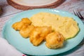 Cod fish with a potato garlic mash - Bakaliaros Skordalia Royalty Free Stock Photo