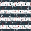 Cod fish scatter pattern in navy blue stripes Royalty Free Stock Photo