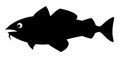 Cod fish silhouette vector icon