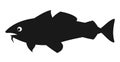 Cod fish silhouette vector icon