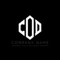 COD letter logo design with polygon shape. COD polygon and cube shape logo design. COD hexagon vector logo template white and Royalty Free Stock Photo