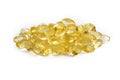 Cod liver fish oil capsule on white