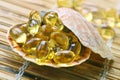 Cod liver oil gelatin capsules Royalty Free Stock Photo