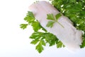 Cod steak over parsley