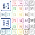 Code analysis outlined flat color icons