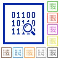 Code analysis flat framed icons