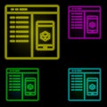 Code, augmented reality, website neon color set icon. Simple thin line, outline vector of augmented reality icons for ui and ux, Royalty Free Stock Photo