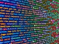 Code background. Creative focus effect. Developer occupation work photo. Mining Cryptocurrency process program on display PC.