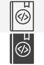 Code book programming manual line and solid different style vector icon set Royalty Free Stock Photo