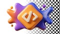 Code brackets badge, software development icon for tech sites png transparent image Generative AI