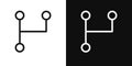 Code branch icon set. merge data request vector symbol. route code sign in filled and outlined style