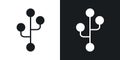 Code branch icon set. merge data request vector symbol. route code sign in filled and outlined style