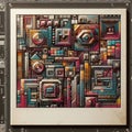Code Canvas Polaroid A bold canvas like digital design with pixe Royalty Free Stock Photo