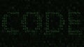 CODE caption on the computer screen made of text and numeric symbols. 3D rendering