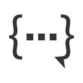 Code chat icon. Private talk symbol. Sign secure communication vector