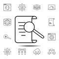 code checking, find code icon. Simple thin line, outline vector element of Web Design Development icons set for UI and UX, website Royalty Free Stock Photo