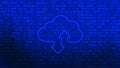 Code cloud computing digital concept. Armor cloud storage sign with two up and down arrows on blue background. Cloud technology Royalty Free Stock Photo