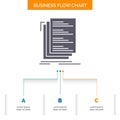Code, coding, compile, files, list Business Flow Chart Design with 3 Steps. Glyph Icon For Presentation Background Template Place Royalty Free Stock Photo