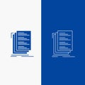 Code, coding, compile, files, list Line and Glyph web Button in Blue color Vertical Banner for UI and UX, website or mobile Royalty Free Stock Photo
