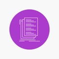 Code, coding, compile, files, list White Line Icon in Circle background. vector icon illustration Royalty Free Stock Photo