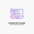 Code, coding, computer, monoblock, laptop Purple Business Logo Template. Place for Tagline