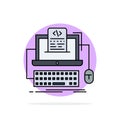 Code, coding, computer, monoblock, screen Flat Color Icon Vector Royalty Free Stock Photo