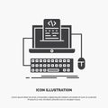 Code, coding, computer, monoblock, screen Icon. glyph vector gray symbol for UI and UX, website or mobile application Royalty Free Stock Photo