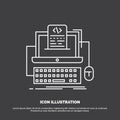 Code, coding, computer, monoblock, screen Icon. Line vector symbol for UI and UX, website or mobile application Royalty Free Stock Photo