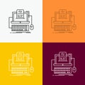 Code, coding, computer, monoblock, screen Icon Over Various Background. Line style design, designed for web and app. Eps 10 vector Royalty Free Stock Photo