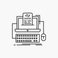 Code, coding, computer, monoblock, screen Line Icon. Vector isolated illustration Royalty Free Stock Photo