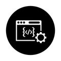Code, coding, development icon. Black vector graphics Royalty Free Stock Photo