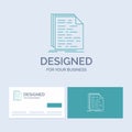 Code, coding, doc, programming, script Business Logo Line Icon Symbol for your business. Turquoise Business Cards with Brand logo Royalty Free Stock Photo