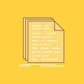 Code, coding, doc, programming, script Flat Line Filled Icon. Beautiful Logo button over yellow background for UI and UX, website Royalty Free Stock Photo