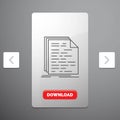 Code, coding, doc, programming, script Line Icon in Carousal Pagination Slider Design & Red Download Button Royalty Free Stock Photo