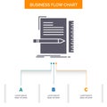 Code, coding, file, programming, script Business Flow Chart Design with 3 Steps. Glyph Icon For Presentation Background Template Royalty Free Stock Photo