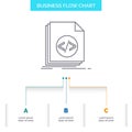 Code, coding, file, programming, script Business Flow Chart Design with 3 Steps. Line Icon For Presentation Background Template Royalty Free Stock Photo