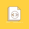 Code, coding, file, programming, script Flat Line Filled Icon. Beautiful Logo button over yellow background for UI and UX, website Royalty Free Stock Photo