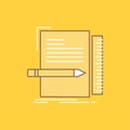 Code, coding, file, programming, script Flat Line Filled Icon. Beautiful Logo button over yellow background for UI and UX, website Royalty Free Stock Photo