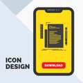 Code, coding, file, programming, script Glyph Icon in Mobile for Download Page. Yellow Background Royalty Free Stock Photo