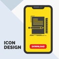 Code, coding, file, programming, script Glyph Icon in Mobile for Download Page. Yellow Background Royalty Free Stock Photo