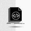 Code, coding, file, programming, script Glyph Icon on Transparent Background. Black Icon Royalty Free Stock Photo