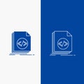 Code, coding, file, programming, script Line and Glyph web Button in Blue color Vertical Banner for UI and UX, website or mobile Royalty Free Stock Photo