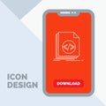Code, coding, file, programming, script Line Icon in Mobile for Download Page Royalty Free Stock Photo