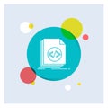 Code, coding, file, programming, script White Glyph Icon colorful Circle Background Royalty Free Stock Photo