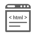 Code, coding, html icon. Gray vector graphics Royalty Free Stock Photo