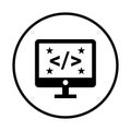 Code, coding, programming icon. Black vector graphics Royalty Free Stock Photo