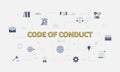 Code of conduct concept with icon set with big word or text on center